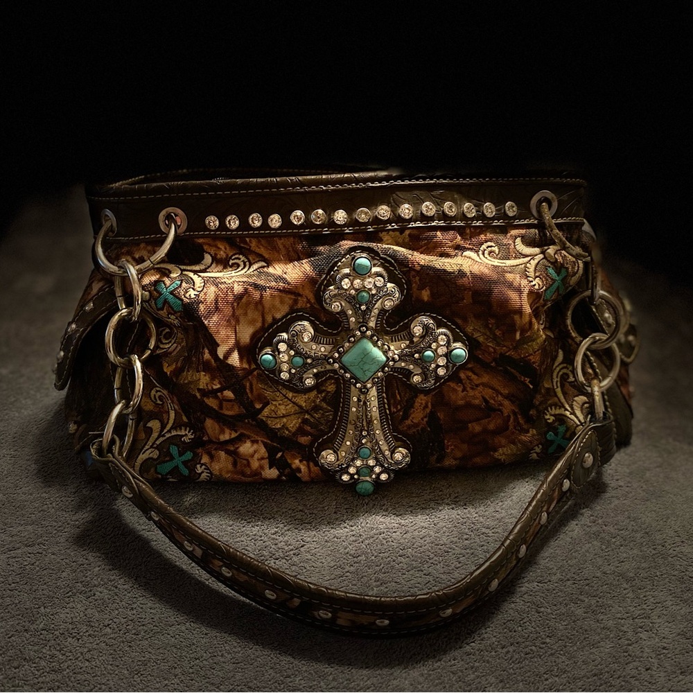 Montana West Brown and Turquoise Cross Shoulder Bag